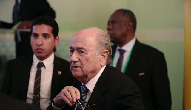 FIFA President Sepp Blatter in Cairo, Egypt, Tuesday, April 7, 2015. Photo by AP