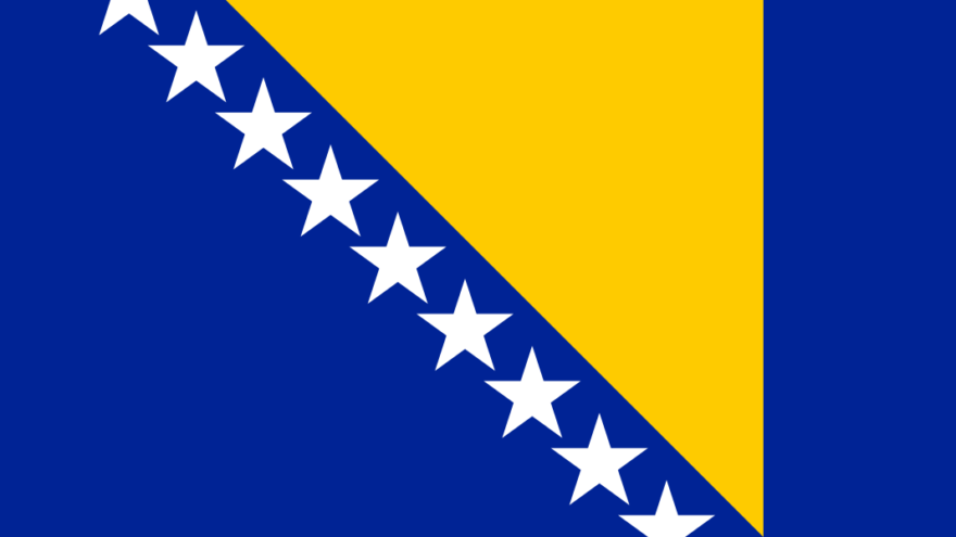 Flag of Bosnia and Herzegovina. Credit: Wikimedia Commons.