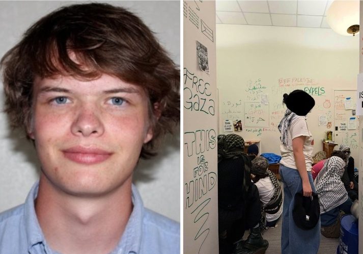 L: Columbia lecturer Conor Cullen (LinkedIn) R: Anti-Israel Protesters at Barnard College (unityoffields/X)